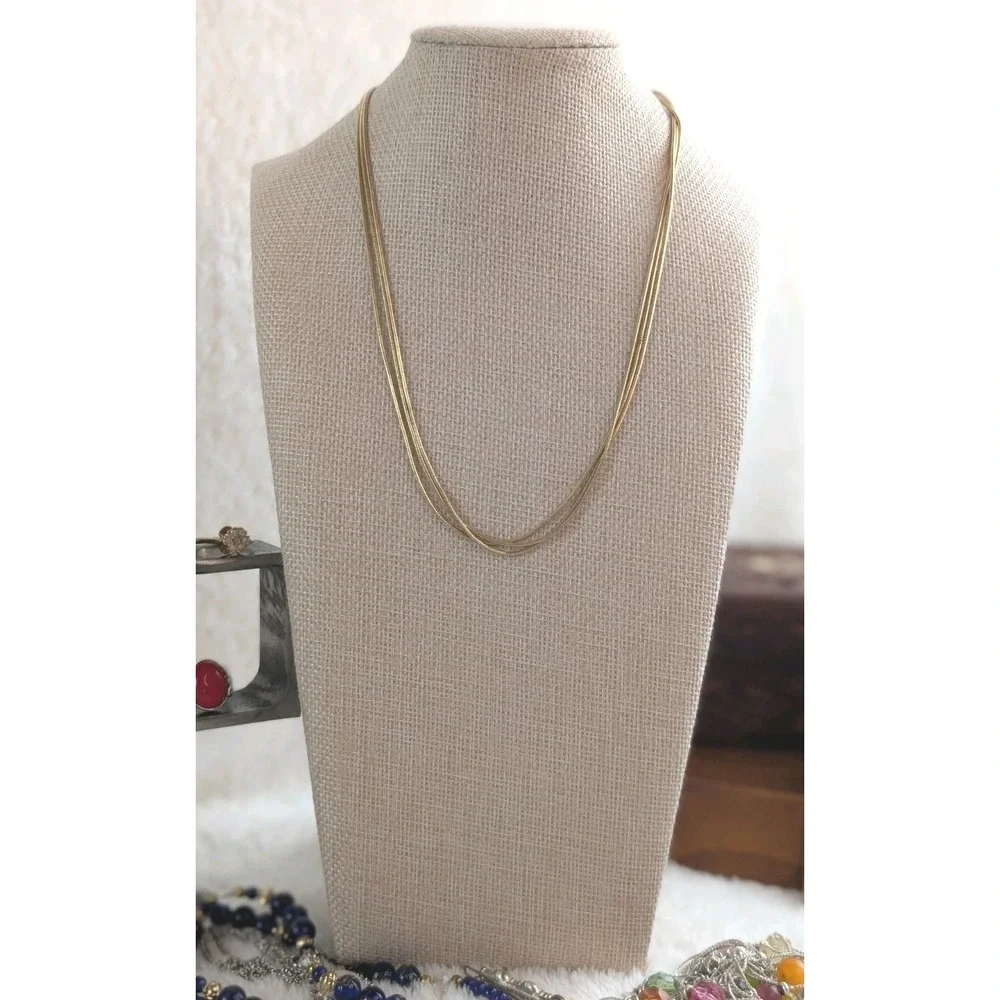 RMN Gold Tone Triple Strand‎ Snake Chain Necklace 18